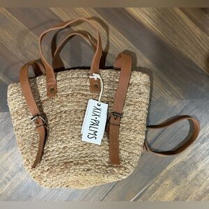 XIX Palms Beach Insulated Cooler Picnic Shorebreak Woven Jute Backpack Bag NWT